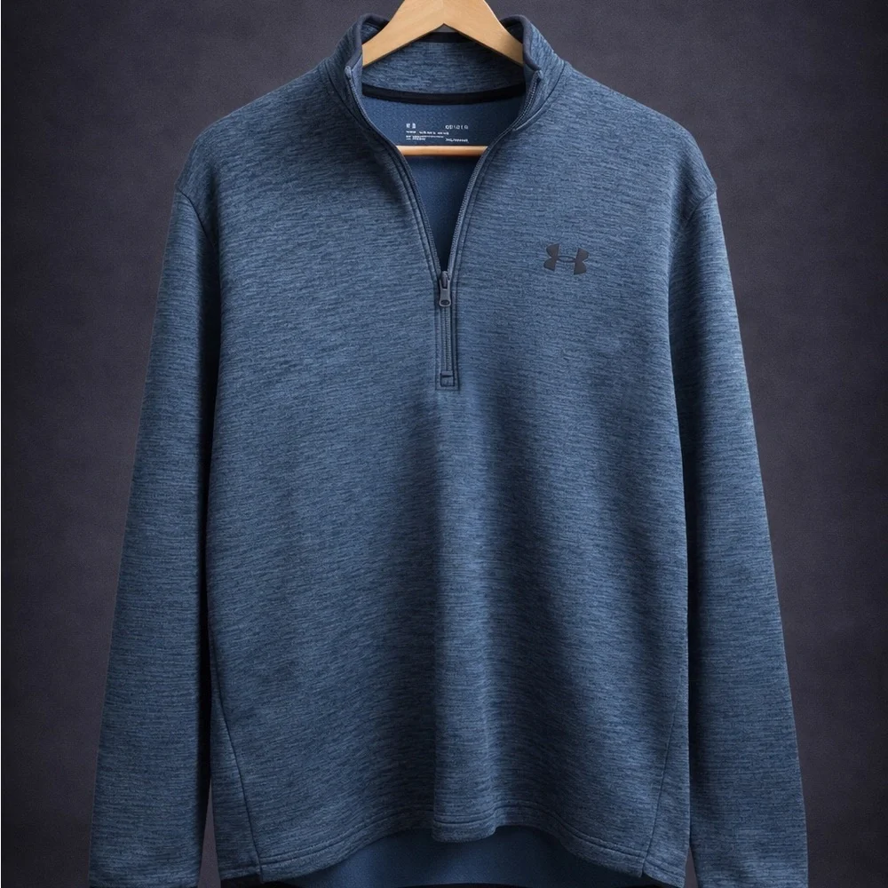 Greg Norman Play Dry Quarter Zip Pullover Mens L Navy Striped Golf Performance